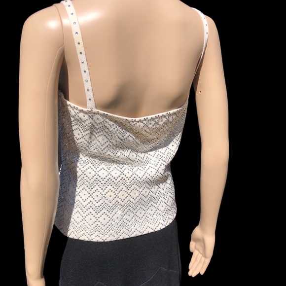 St. John ivory knit sleeveless top with silver beads and sparkle Sz s - Picture 7 of 13
